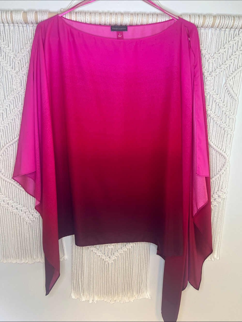Vince Camuto Pink to Burgundy Ombre Poncho Blouse